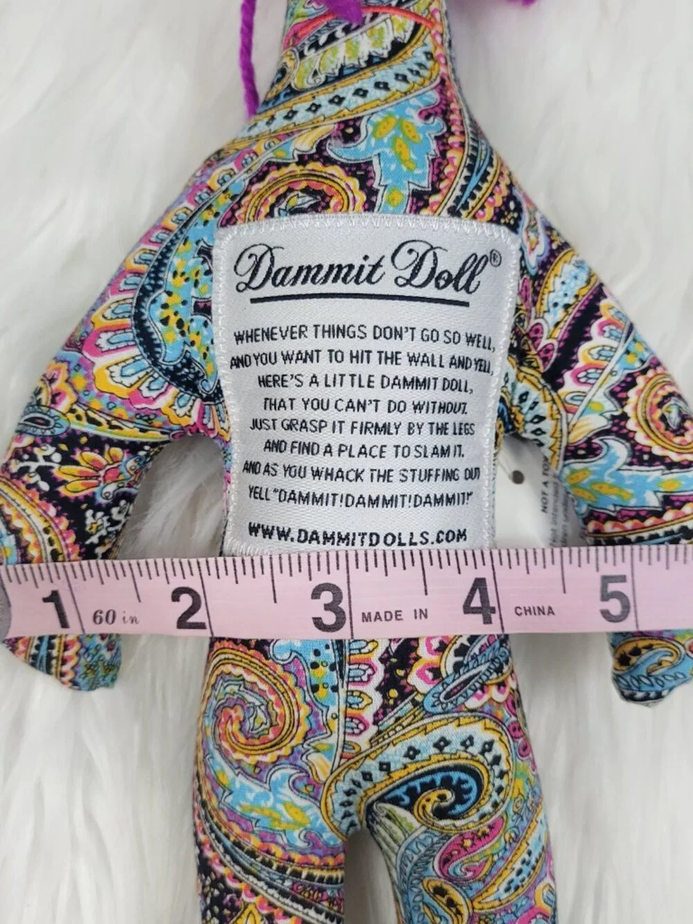 New Dammit Doll Paisley Pattern Stress Gag Plush Gift 12